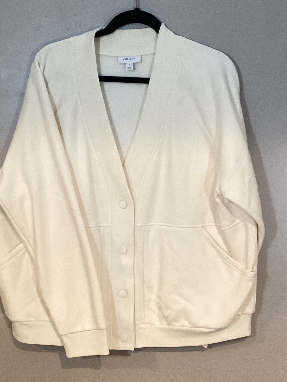 Relaxed Cream Button-Front Cardigan Sweater